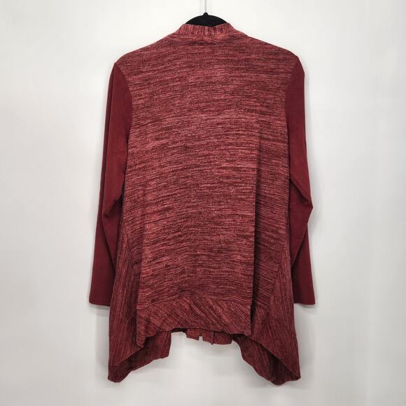 Logo Lori Goldstein Variegated Burgundy V-Neck Zippered Cardigan Women's S - Picture 9 of 9